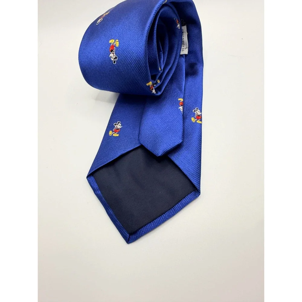Mickey & Co J.G. Hook Mens Silk Tie Blue Mickey Mouse Embroidered Vintage NWT